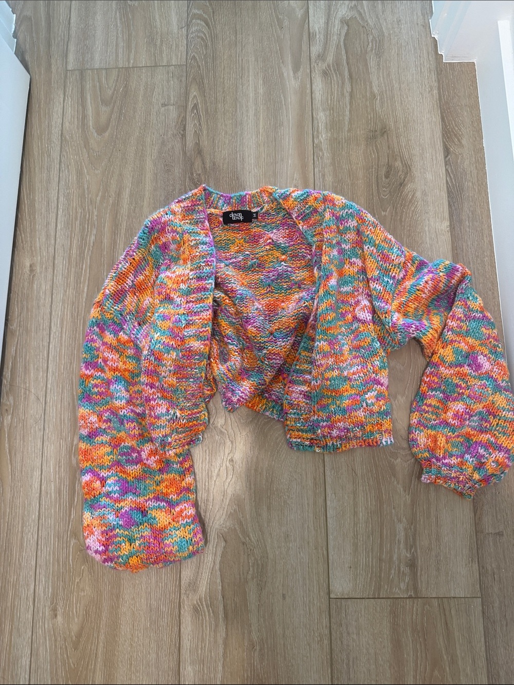 Colorful Multicolor Cropped Knit Cardigan -